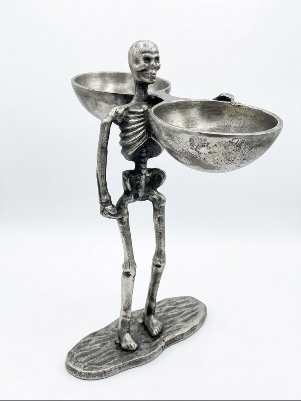 Skeleton Double Bowl Heavy Duty Metal Decorative Stand
